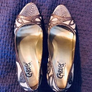 Carlos Santana Redemption Gold Snake Heels 7.5